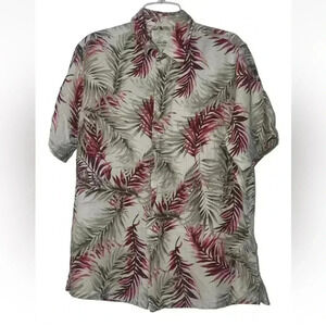 Tasso Elba Men’s Tropical Silk Linen Short Sleeve Button Down Shirt Casual